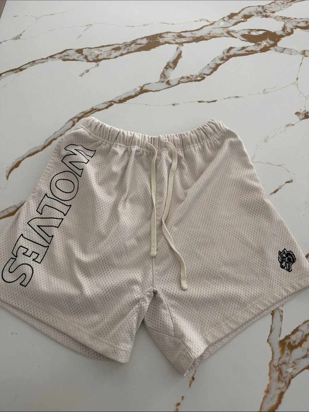 Darc Sport Cream Mesh Athletic Shorts with Black Logo 🔥